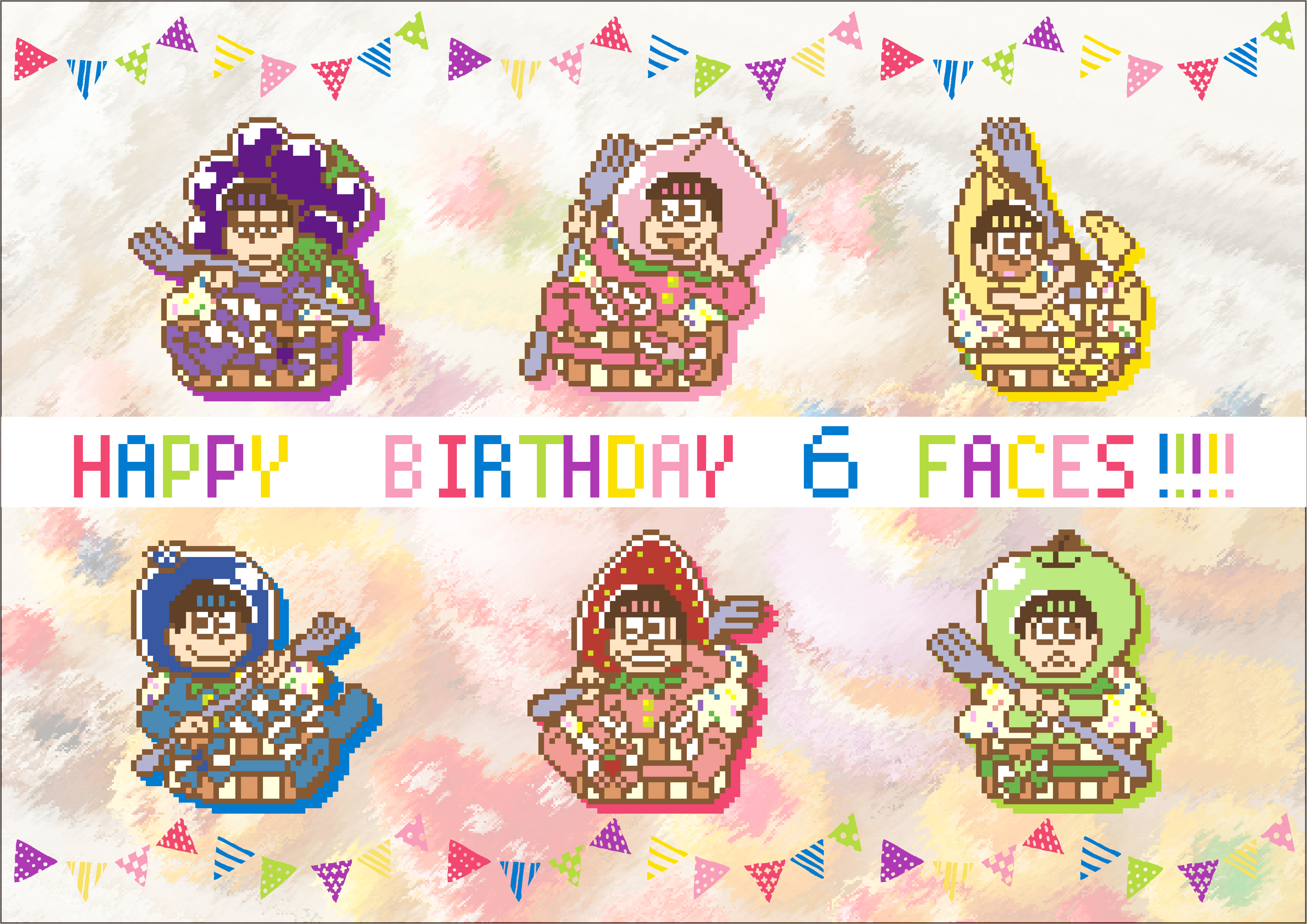 【おそ松さん】お誕生日おめでとうござい松なアイロンビーズ図案【6人詰合せ】