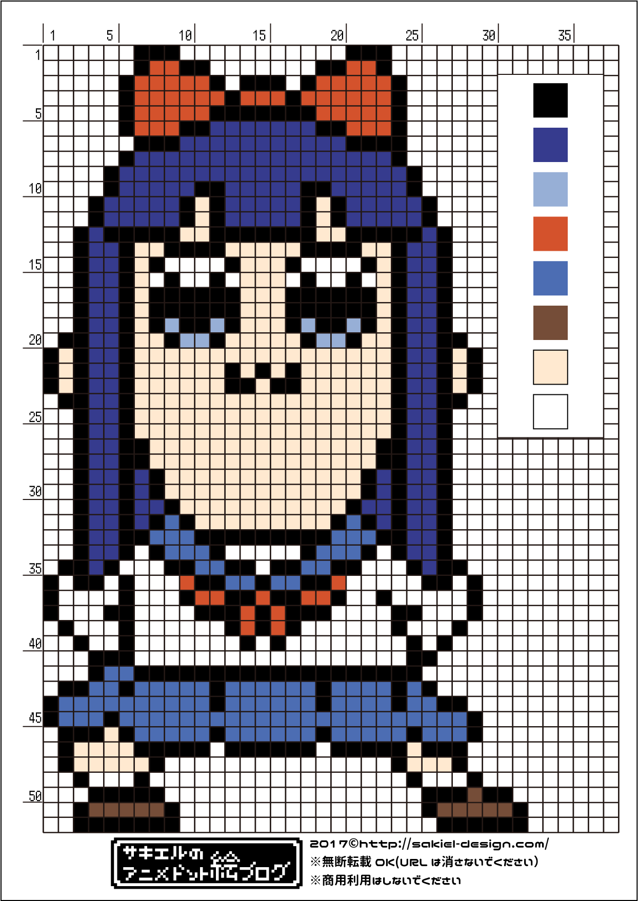 ポプテピピック ピピ美のアイロンビーズ図案 サキエルのアニメドット絵ブログ